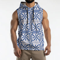 Blue Ngatu Pattern Malo e Lelei Tonga Sleeveless Hoodie