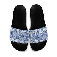 Blue Ngatu Pattern Malo e Lelei Tonga Slide Sandals