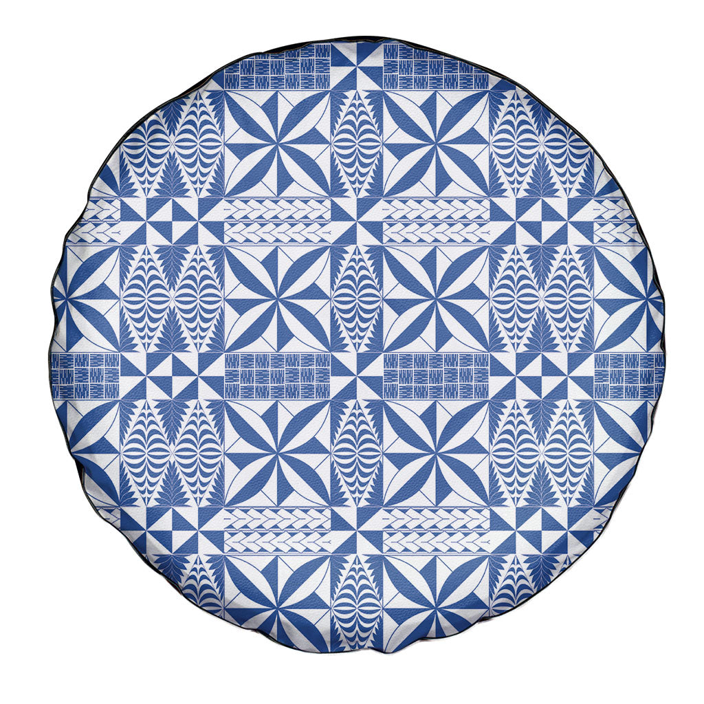 Blue Ngatu Pattern Malo e Lelei Tonga Spare Tire Cover