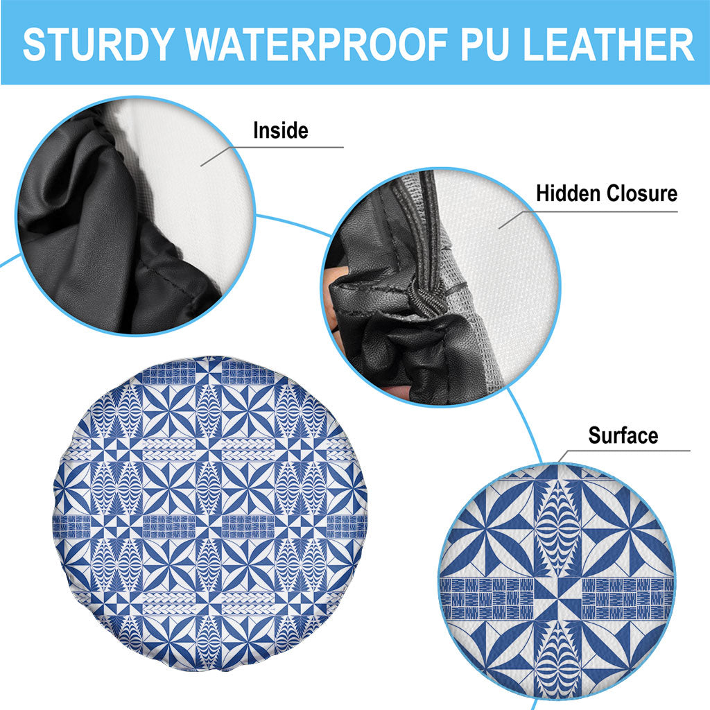 Blue Ngatu Pattern Malo e Lelei Tonga Spare Tire Cover