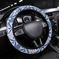 Blue Ngatu Pattern Malo e Lelei Tonga Steering Wheel Cover