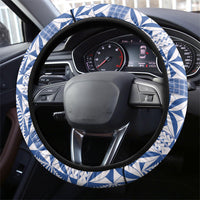 Blue Ngatu Pattern Malo e Lelei Tonga Steering Wheel Cover
