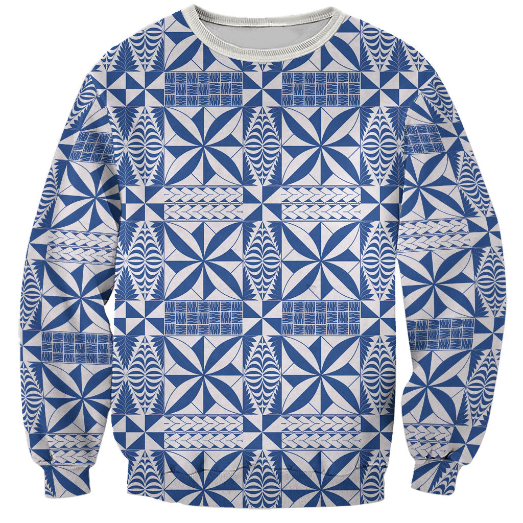 Blue Ngatu Pattern Malo e Lelei Tonga Sweatshirt