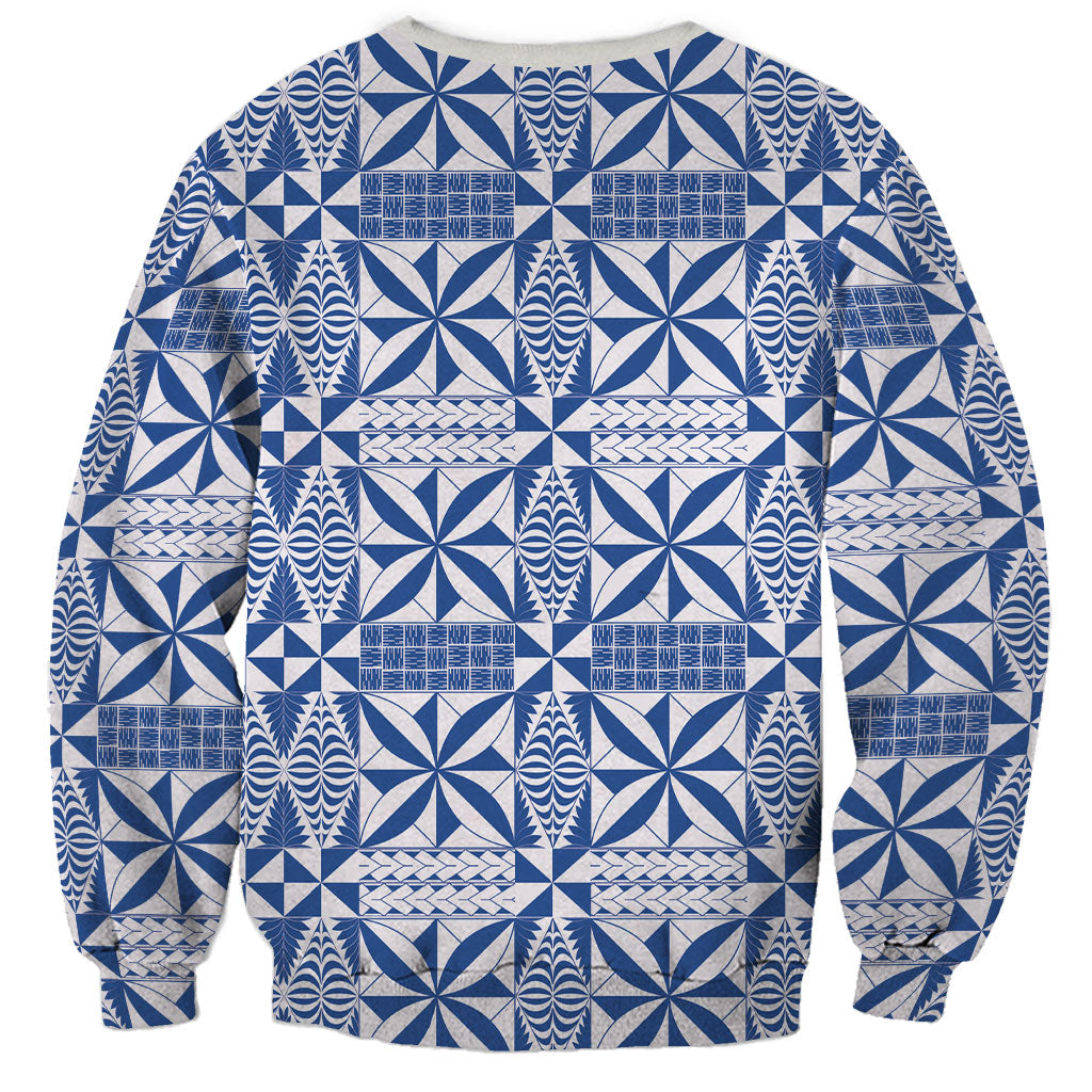 Blue Ngatu Pattern Malo e Lelei Tonga Sweatshirt