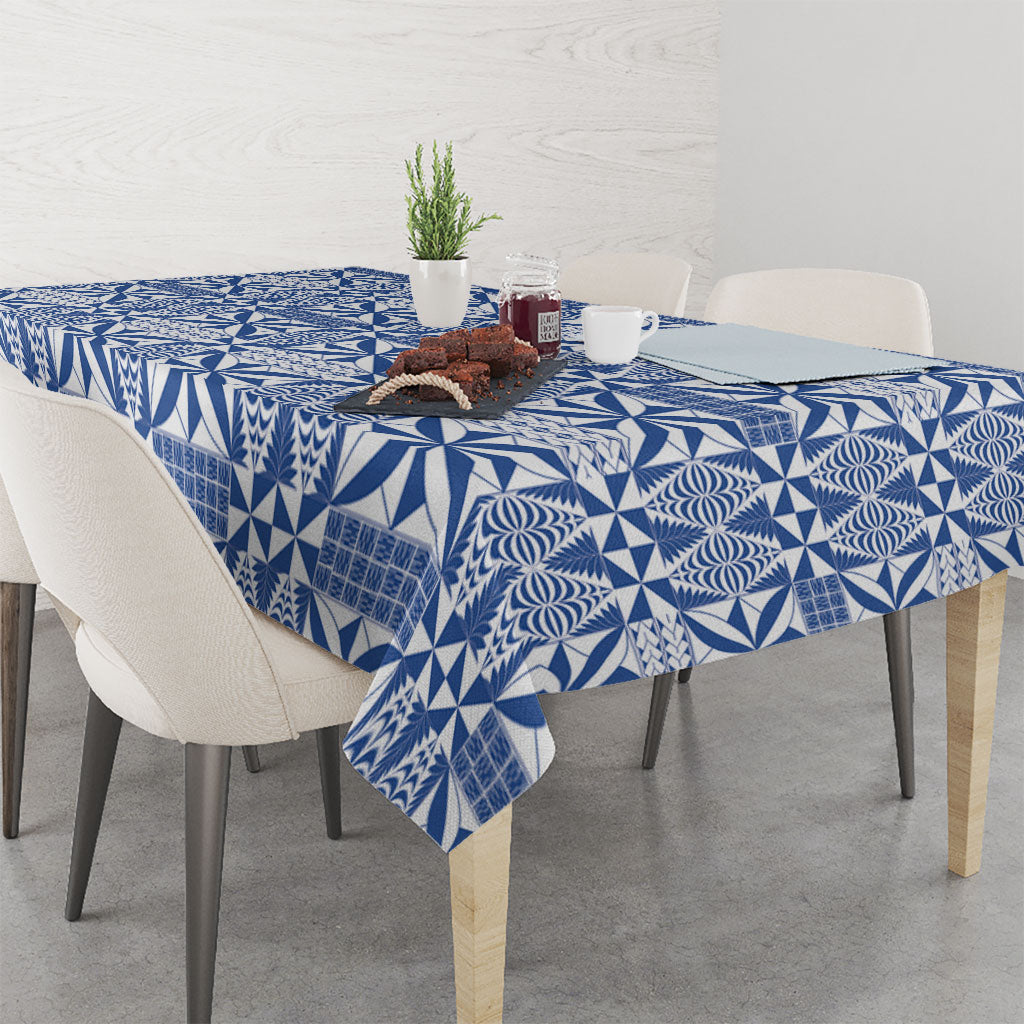Blue Ngatu Pattern Malo e Lelei Tonga Tablecloth