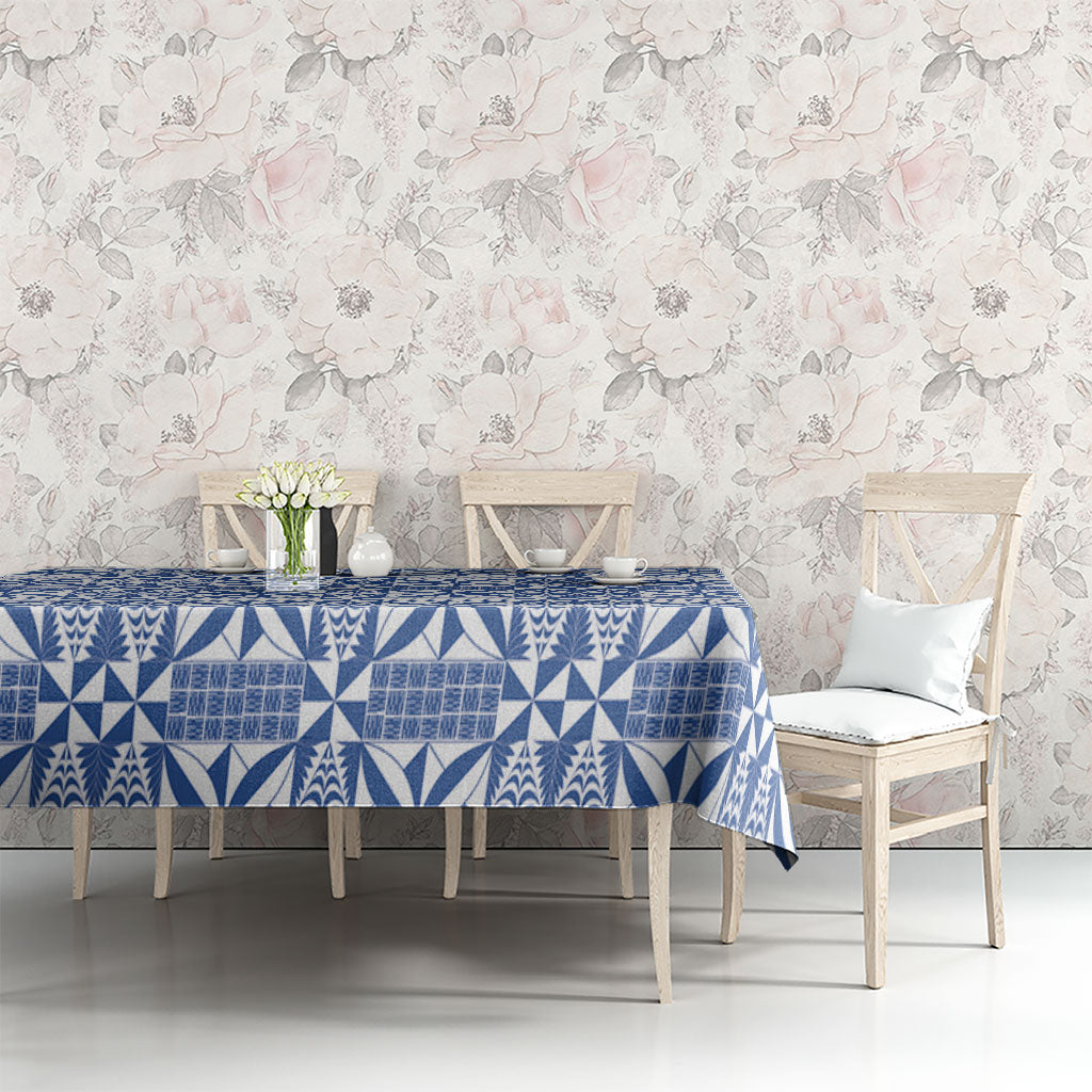 Blue Ngatu Pattern Malo e Lelei Tonga Tablecloth