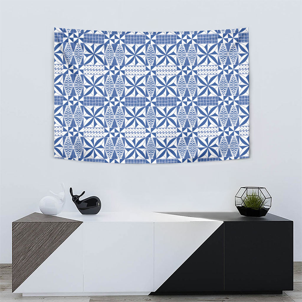Blue Ngatu Pattern Malo e Lelei Tonga Tapestry