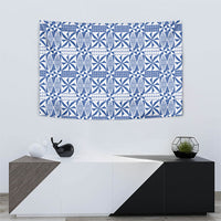 Blue Ngatu Pattern Malo e Lelei Tonga Tapestry