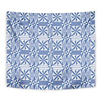 Blue Ngatu Pattern Malo e Lelei Tonga Tapestry