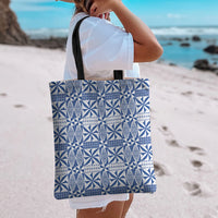 Blue Ngatu Pattern Malo e Lelei Tonga Tote Bag