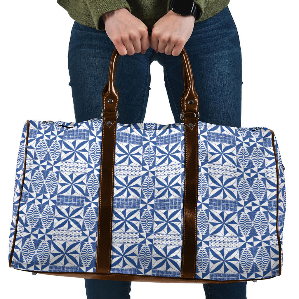 Blue Ngatu Pattern Malo e Lelei Tonga Travel Bag