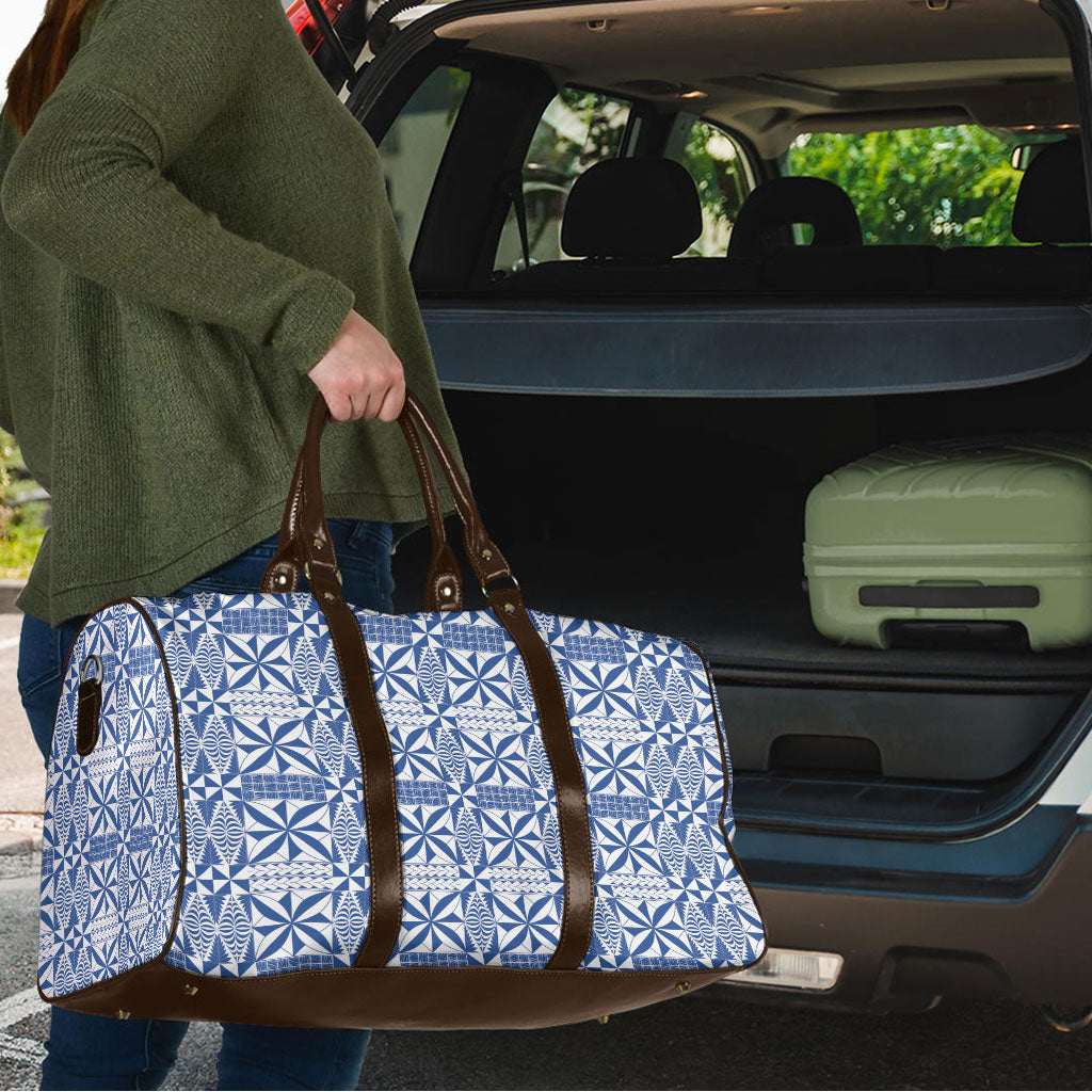 Blue Ngatu Pattern Malo e Lelei Tonga Travel Bag