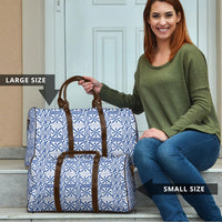 Blue Ngatu Pattern Malo e Lelei Tonga Travel Bag