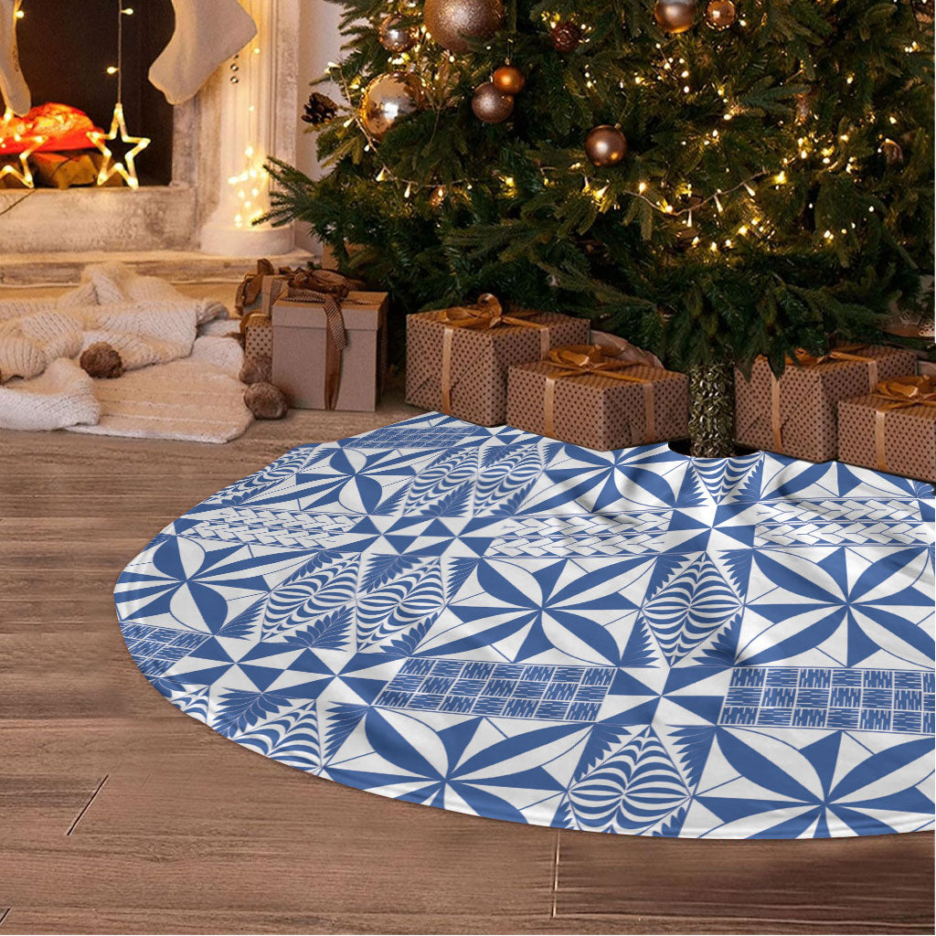 Blue Ngatu Pattern Malo e Lelei Tonga Tree Skirt
