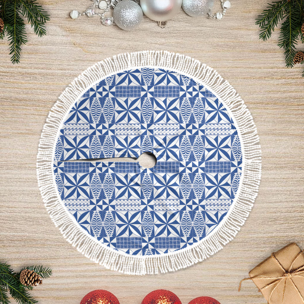 Blue Ngatu Pattern Malo e Lelei Tonga Tree Skirt