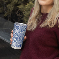Blue Ngatu Pattern Malo e Lelei Tonga Tumbler Cup