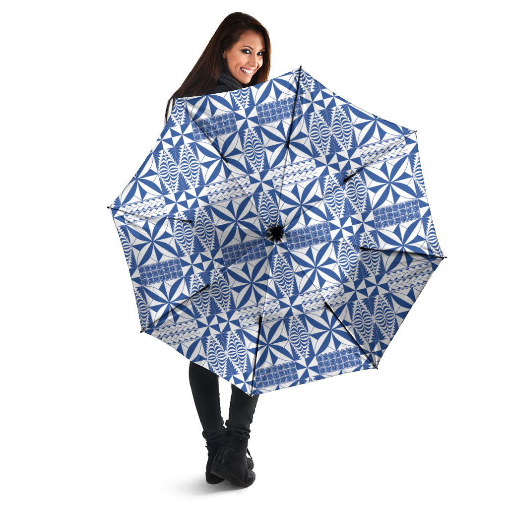 Blue Ngatu Pattern Malo e Lelei Tonga Umbrella