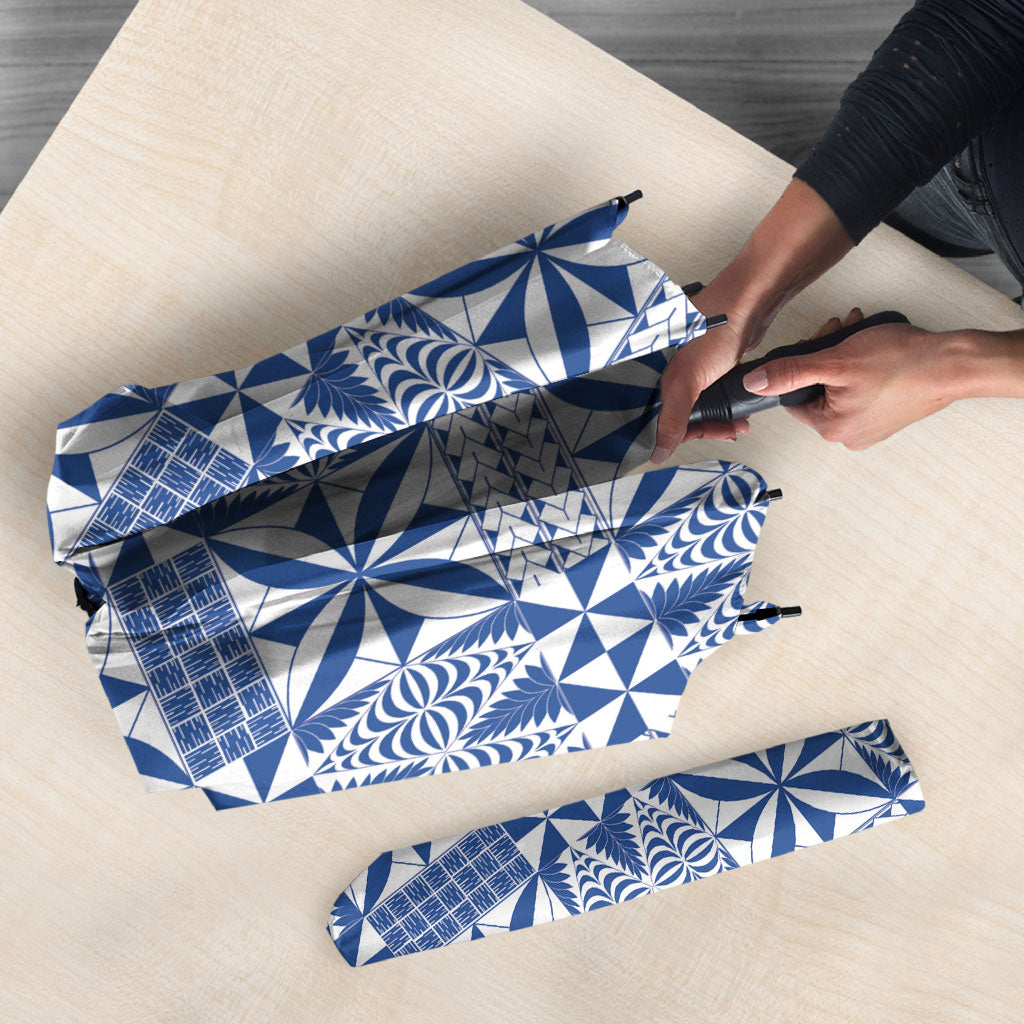 Blue Ngatu Pattern Malo e Lelei Tonga Umbrella