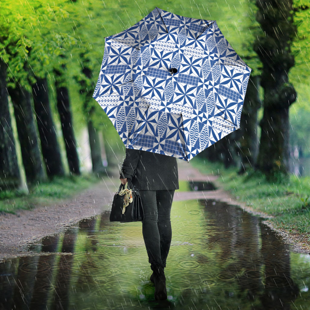Blue Ngatu Pattern Malo e Lelei Tonga Umbrella