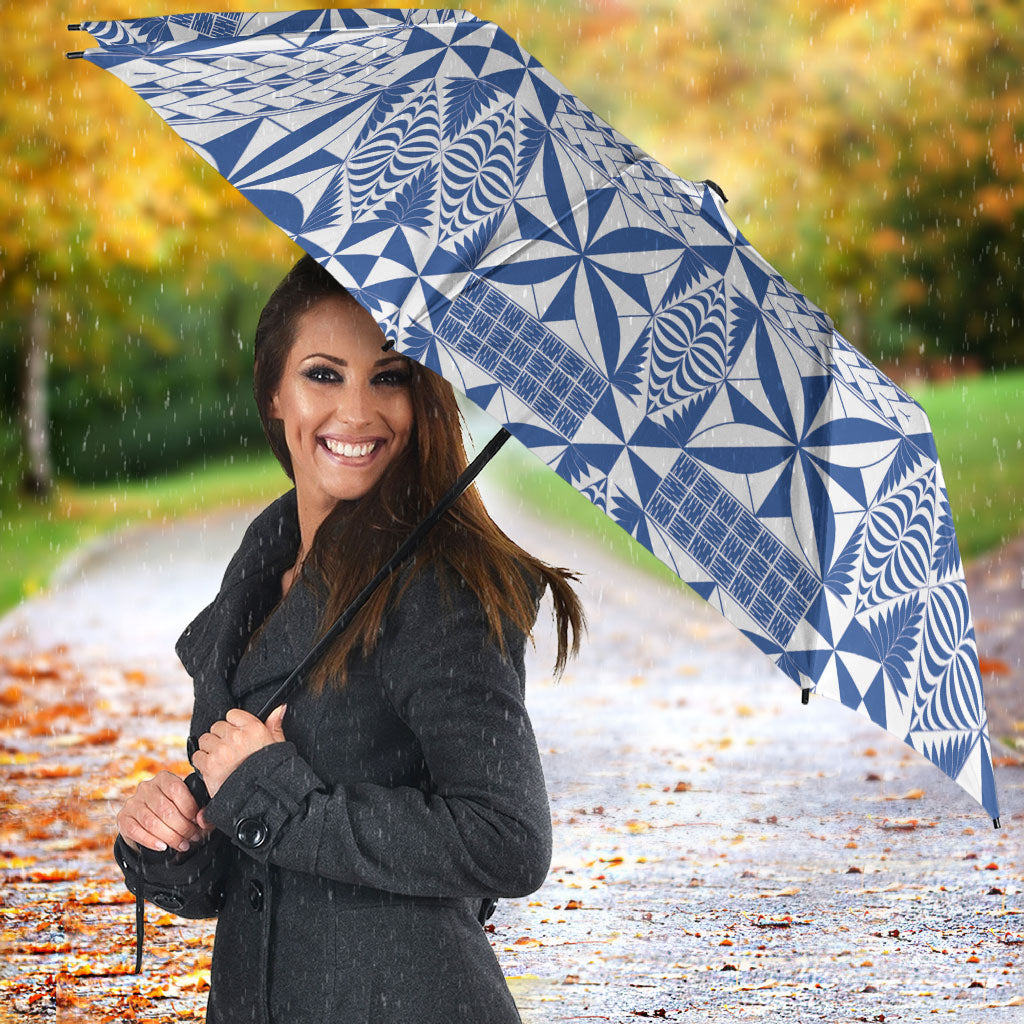 Blue Ngatu Pattern Malo e Lelei Tonga Umbrella