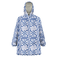 Blue Ngatu Pattern Malo e Lelei Tonga Wearable Blanket Hoodie