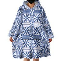 Blue Ngatu Pattern Malo e Lelei Tonga Wearable Blanket Hoodie