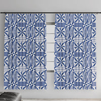 Blue Ngatu Pattern Malo e Lelei Tonga Window Curtain