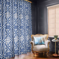 Blue Ngatu Pattern Malo e Lelei Tonga Window Curtain