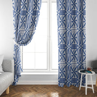 Blue Ngatu Pattern Malo e Lelei Tonga Window Curtain