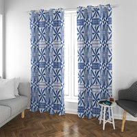 Blue Ngatu Pattern Malo e Lelei Tonga Window Curtain