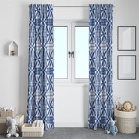 Blue Ngatu Pattern Malo e Lelei Tonga Window Curtain