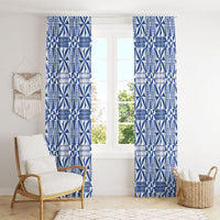 Blue Ngatu Pattern Malo e Lelei Tonga Window Curtain