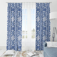 Blue Ngatu Pattern Malo e Lelei Tonga Window Curtain