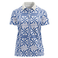 Blue Ngatu Pattern Malo e Lelei Tonga Women Polo Shirt