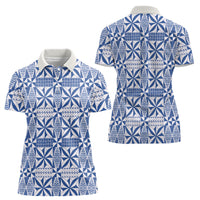 Blue Ngatu Pattern Malo e Lelei Tonga Women Polo Shirt