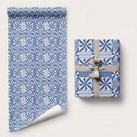 Blue Ngatu Pattern Malo e Lelei Tonga Wrapping Paper
