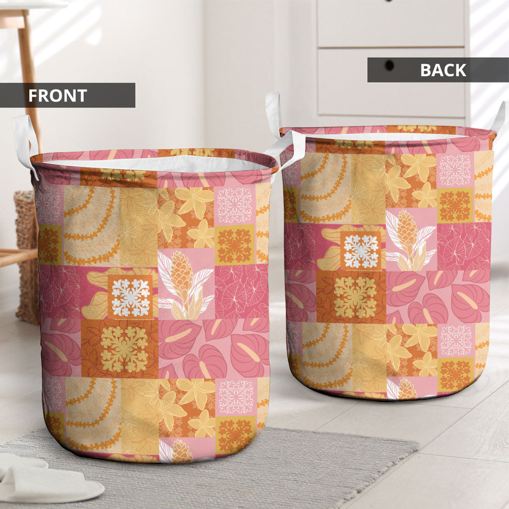 Aloha Hawaii Quilt Floral Patchwork Style Laundry Basket