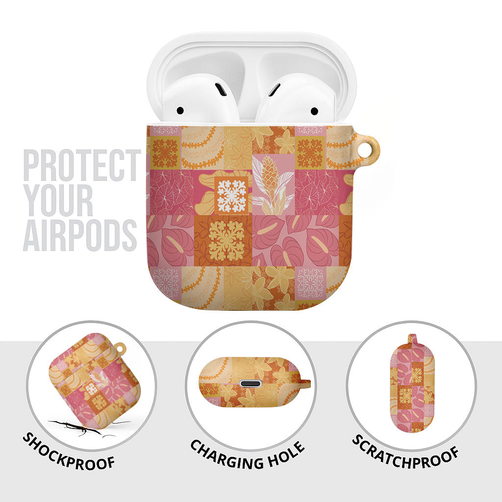 Aloha Hawaii Quilt Floral Patchwork Style AirPods Case