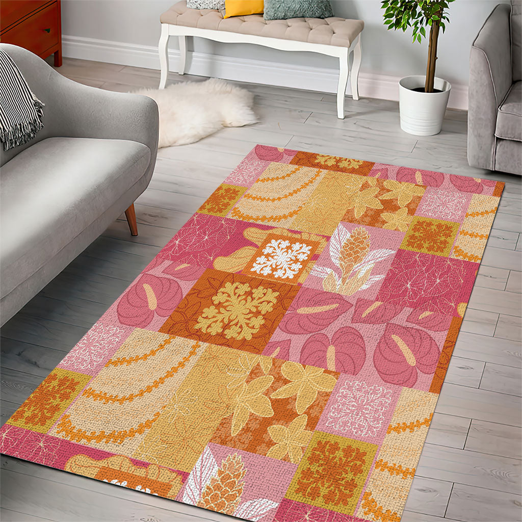 Aloha Hawaii Quilt Floral Patchwork Style Area Rug