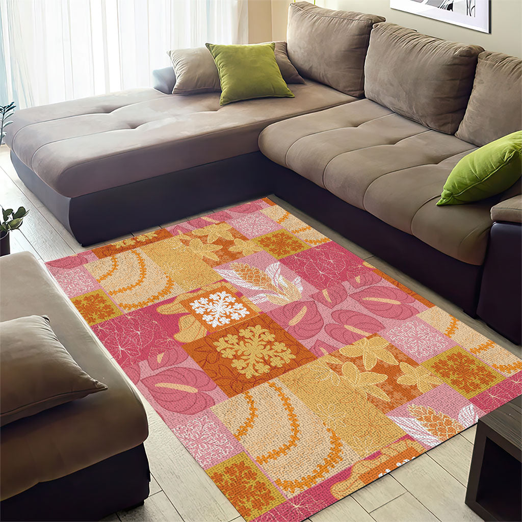 Aloha Hawaii Quilt Floral Patchwork Style Area Rug