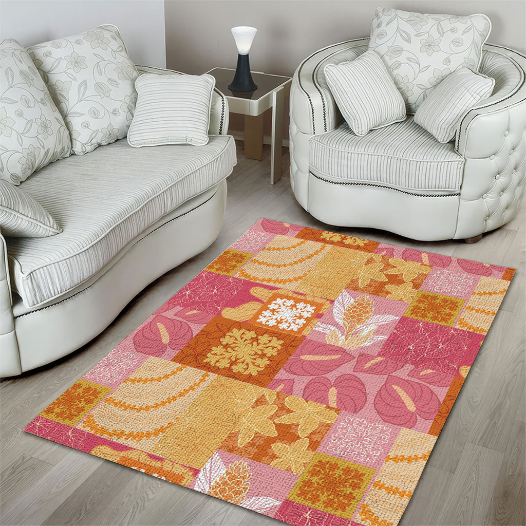 Aloha Hawaii Quilt Floral Patchwork Style Area Rug