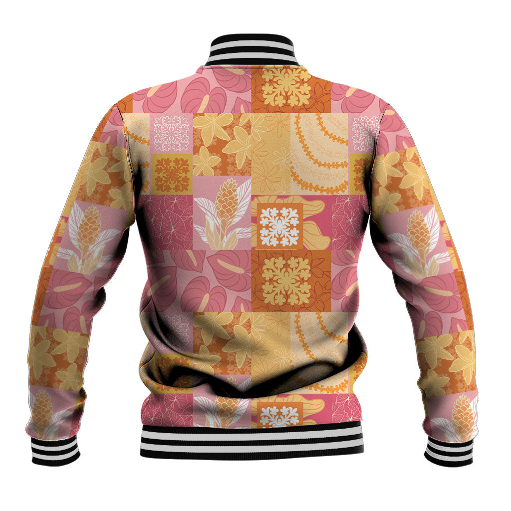 Aloha Hawaii Quilt Floral Patchwork Style Baseball Jacket