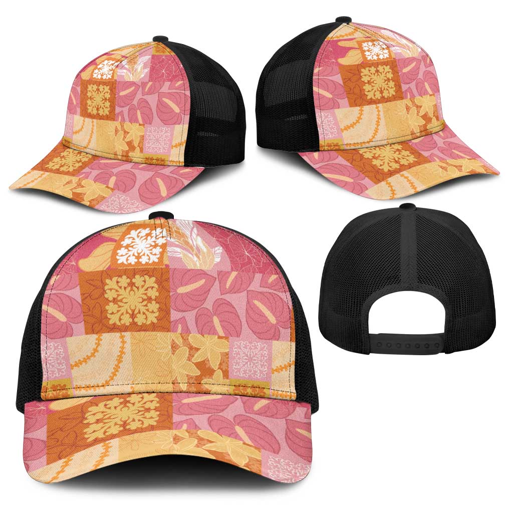 Aloha Hawaii Quilt Floral Patchwork Style Baseball Net Cap