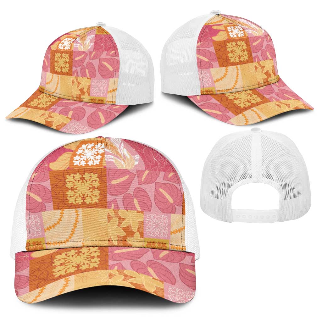 Aloha Hawaii Quilt Floral Patchwork Style Baseball Net Cap