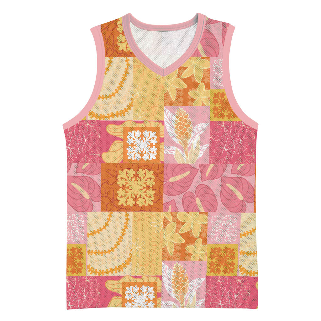 Aloha Hawaii Quilt Floral Patchwork Style Basketball Jersey