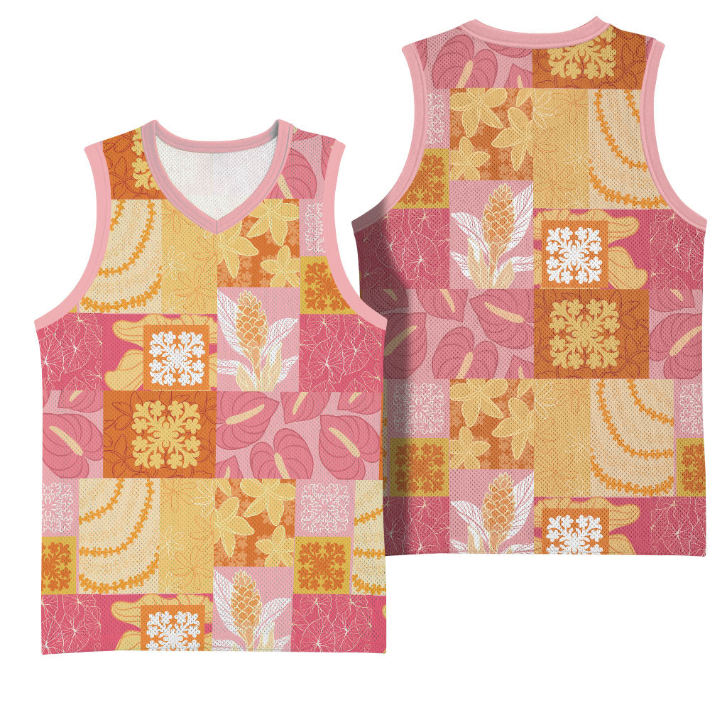 Aloha Hawaii Quilt Floral Patchwork Style Basketball Jersey