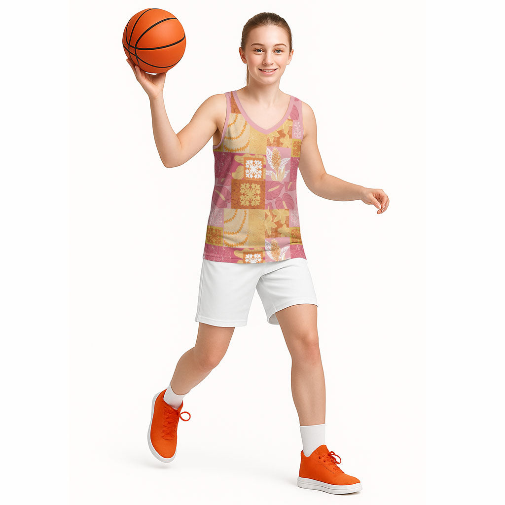 Aloha Hawaii Quilt Floral Patchwork Style Basketball Jersey