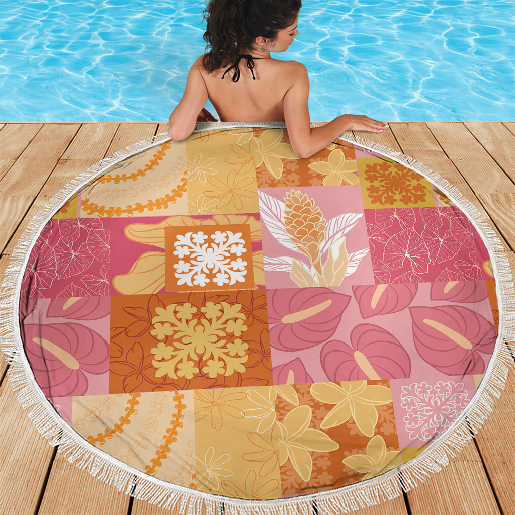 Aloha Hawaii Quilt Floral Patchwork Style Beach Blanket