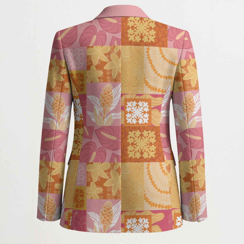 Aloha Hawaii Quilt Floral Patchwork Style Blazer