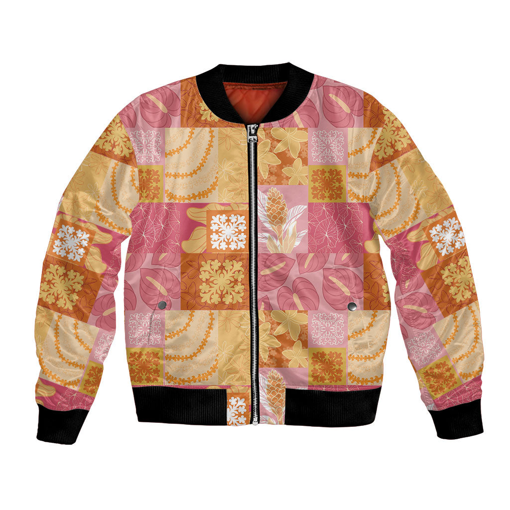 Aloha Hawaii Quilt Floral Patchwork Style Bomber Jacket